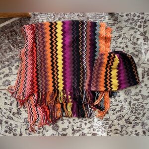 Missoni Multicolor Zigzag Scarf and Hat Set